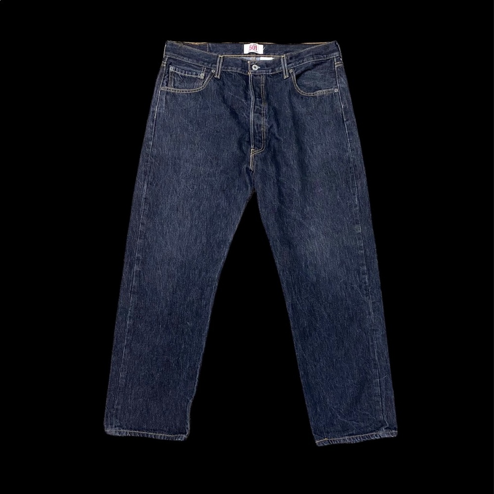 LEVI’S 501 Button Fly Straight Leg Blue Jeans Men's Size 38 x 32 Dark Wash Black - Picture 11 of 11